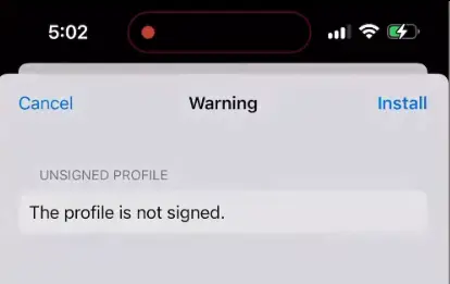 Ostrzeżenie o niepodpisanym profilu